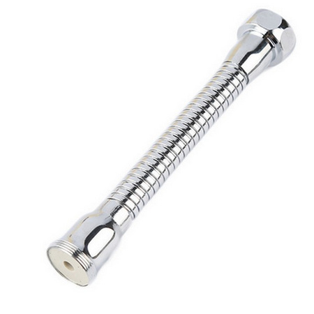 Przedłużka do kranu elastyczna - 12cm srebrna metaliczna - elastyczne złącze