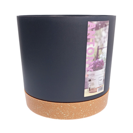 Doniczka Do Wnętrz 20cm 4,5L -  Czarna ANTONY - Plastikowa Osłonka Kwiatków