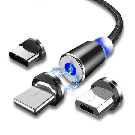 Kabel USB magnetyczny - 3w1 - Micro USB, USB typu C, Iphone - 100cm