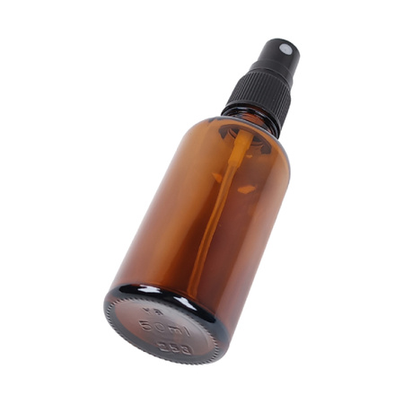 Ciemna Szklana Butelka Z Czarnym Atomizerem - 50 ml - Brązowe Szkło 