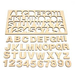 Sklejka drewniana z alfabetem i cyframi 0-9 - Formatka 300x150x3mm - literki